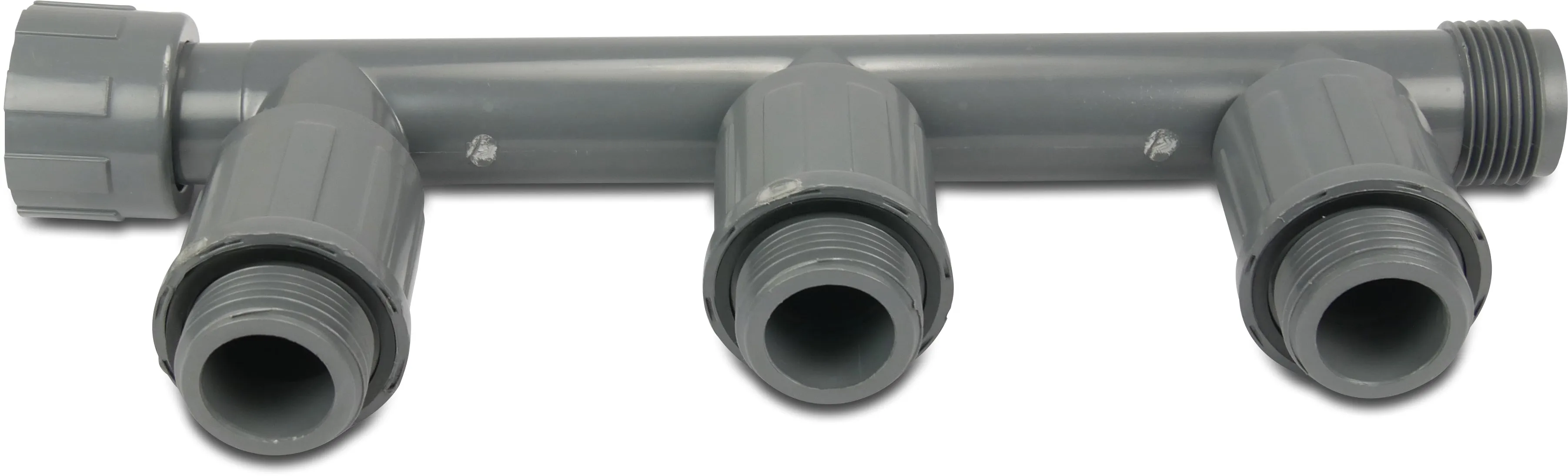 Verteilerstück PVC 1" Überwurfmutter IG x Außengewinde 10,5bar Grau type RB1301-010-410